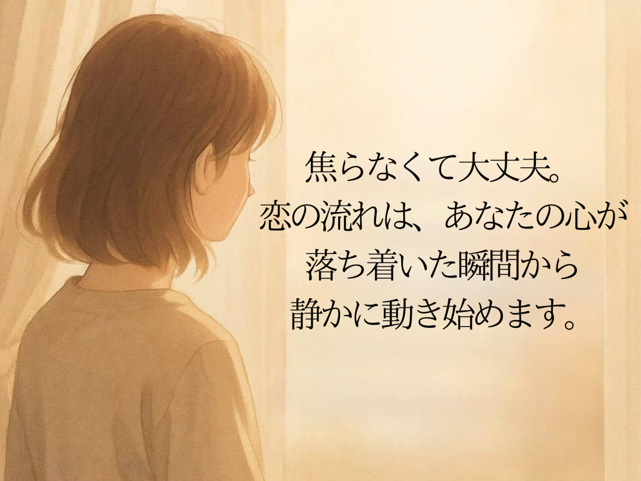 焦らなくて大丈夫。恋の流れはあなたの心が落ち着いた瞬間から静かに動き始めます。